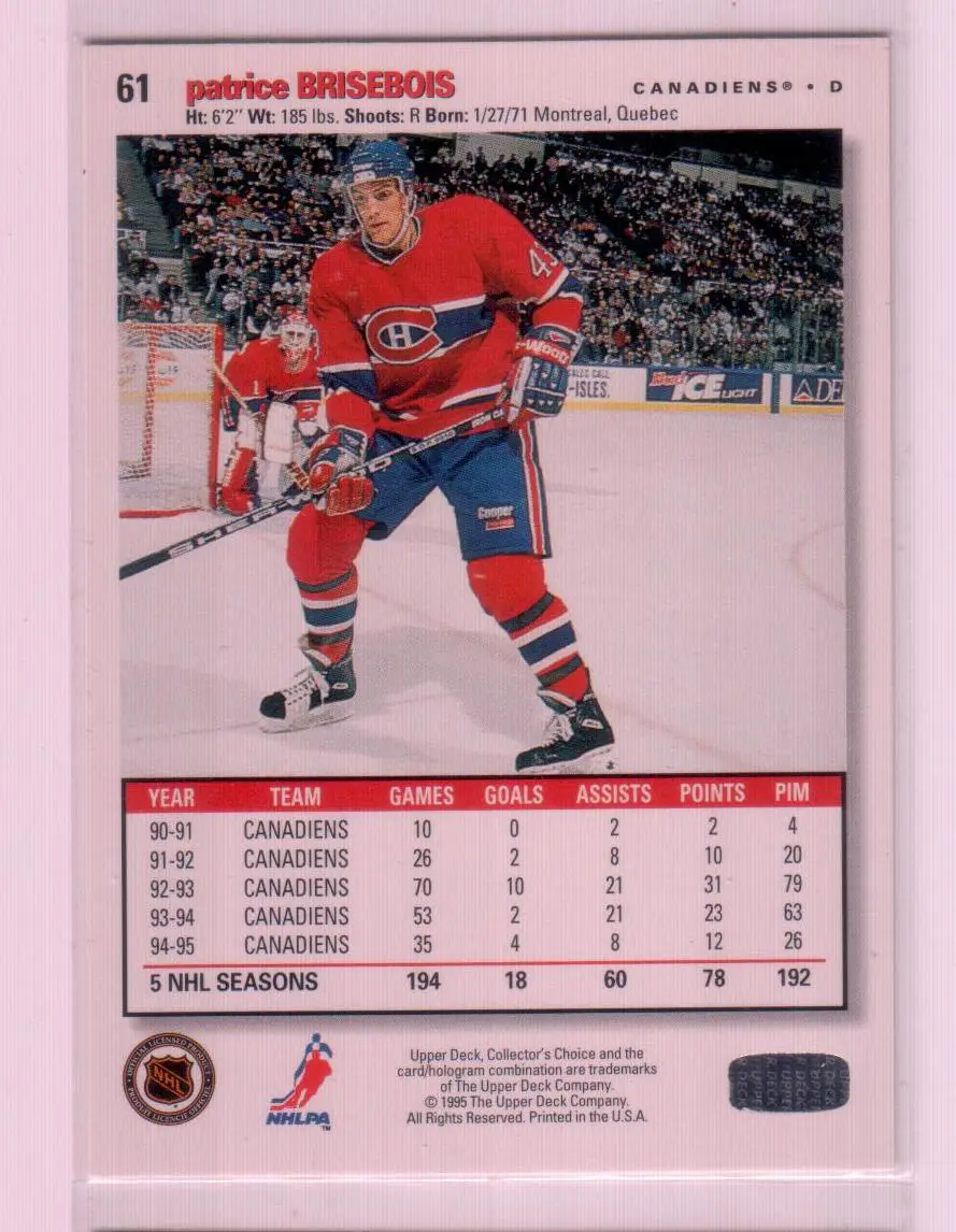 1995-96 Collector's Choice #61 Patrice Brisebois 1