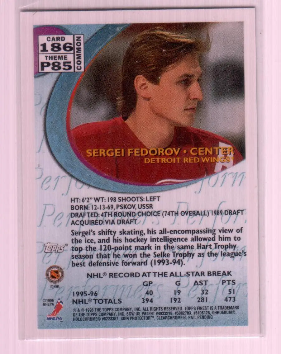 1995-96 Finest #186 Sergei Fedorov B 1