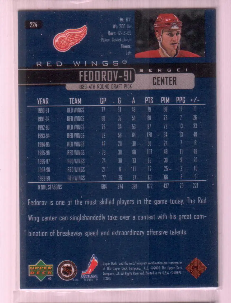 1999-00 Upper Deck #224 Sergei Fedorov 1