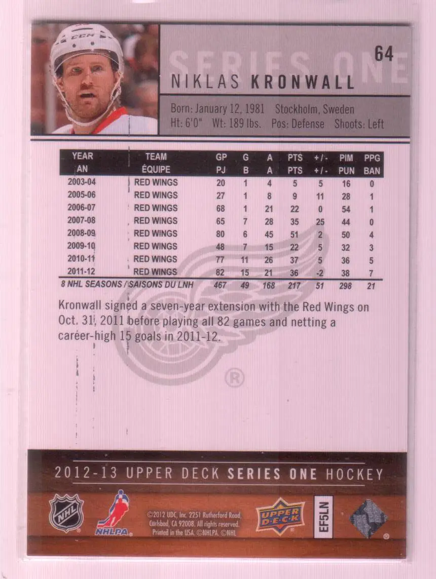 2012-13 Upper Deck #64 Niklas Kronwall 1