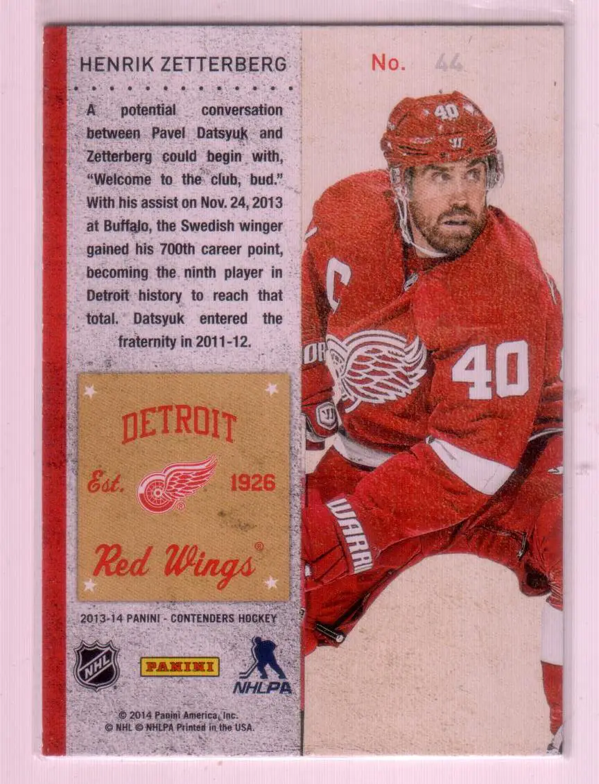 2013-14 Panini Contenders #44 Henrik Zetterberg 1