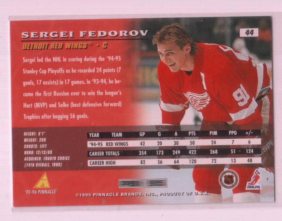 1995-96 Pinnacle #44 Sergei Fedorov 1