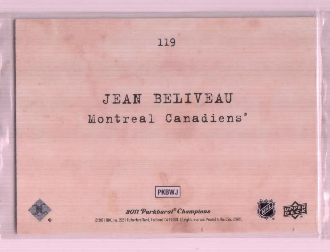 2011-12 Parkhurst Champions #119 Jean Beliveau WIRE 1