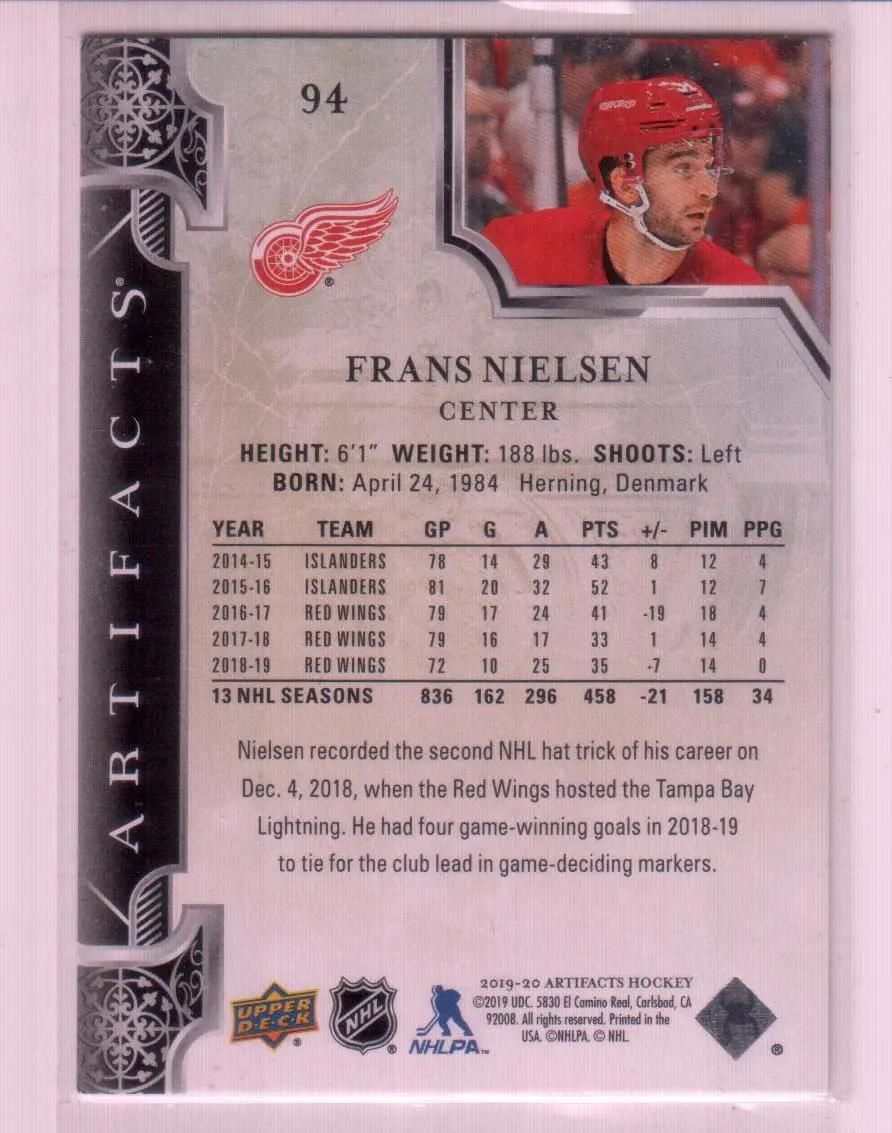 2019-20 Artifacts #94 Frans Nielsen 1
