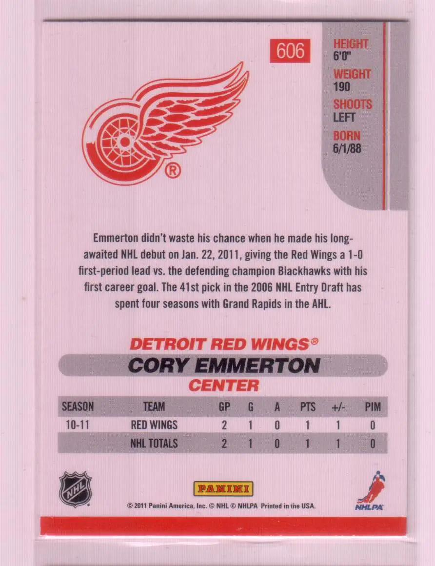2010-11 Score #606 Cory Emmerton RC 1