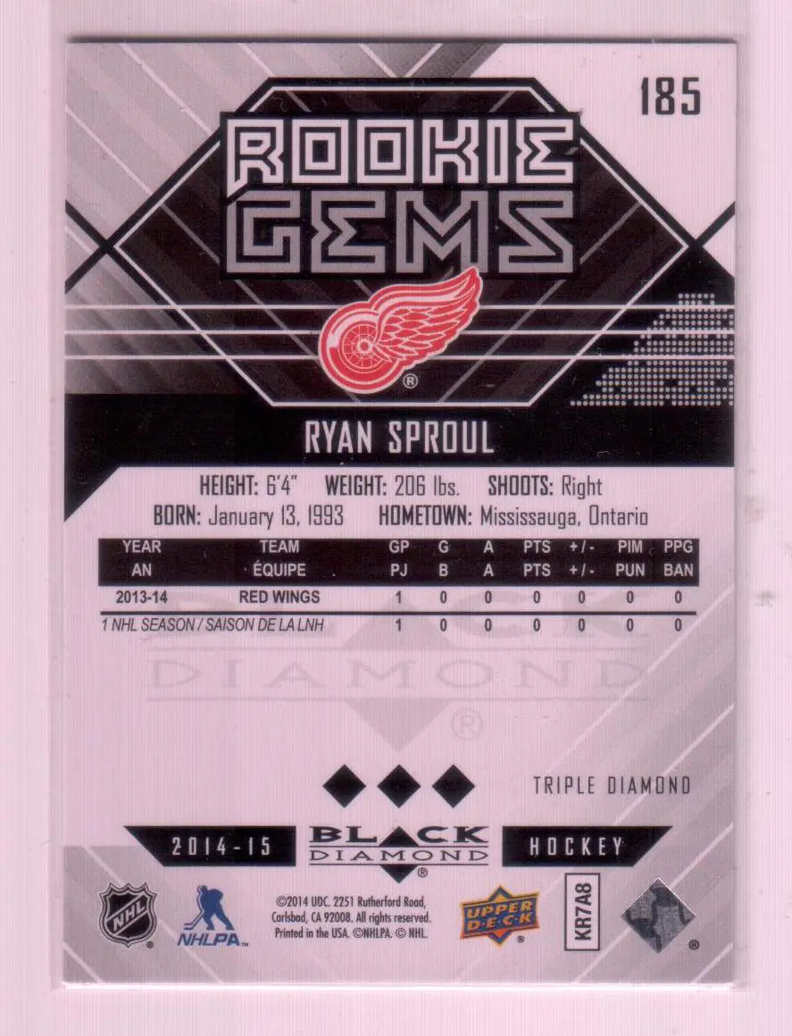 2014-15 Black Diamond #185 Ryan Sproul RC 1