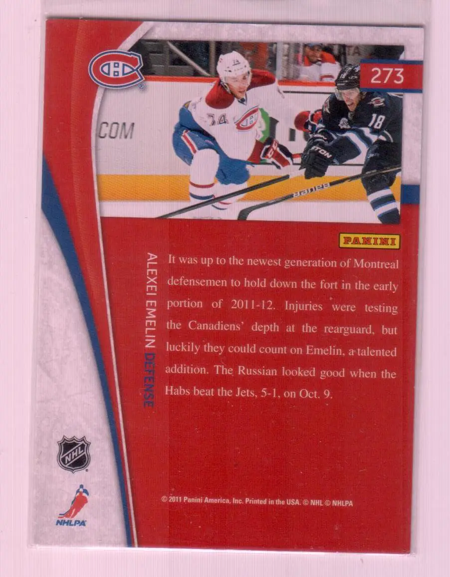 2011-12 Pinnacle #273 Alexei Emelin RC 1
