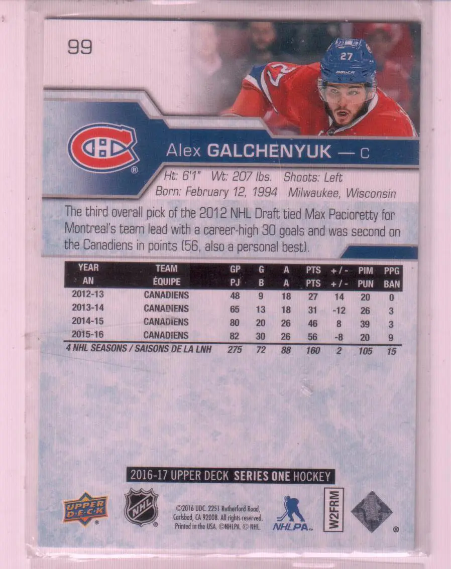 2016-17 Upper Deck #99 Alex Galchenyuk 1