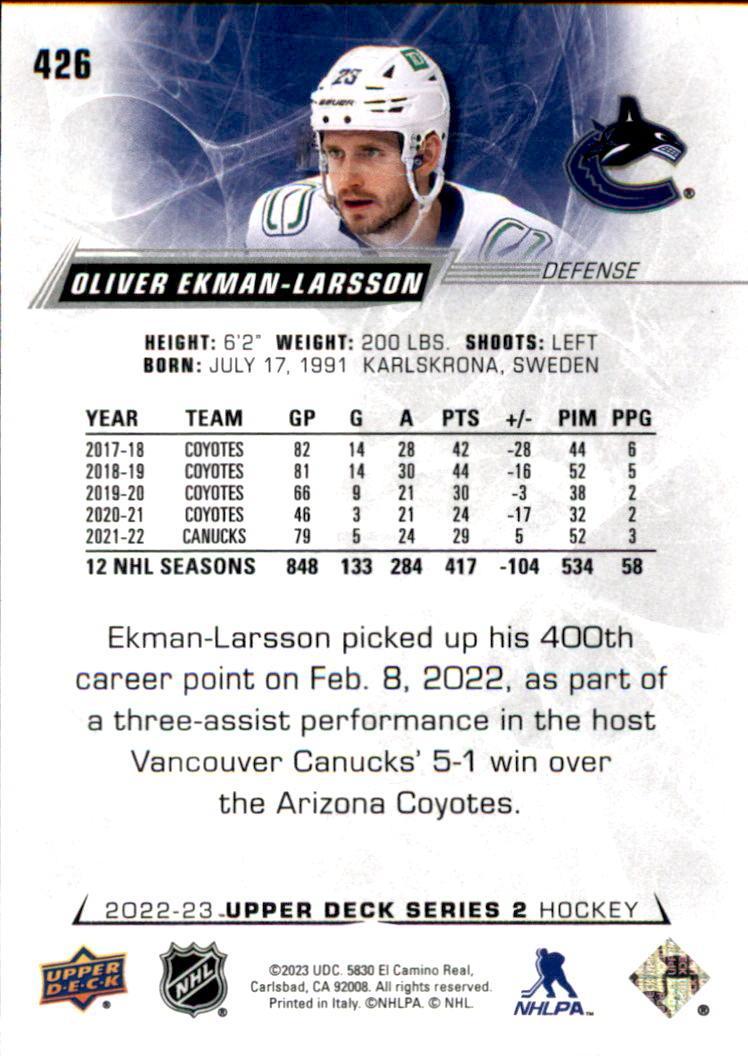 2022-23 Upper Deck #426 Oliver Ekman-Larsson 1