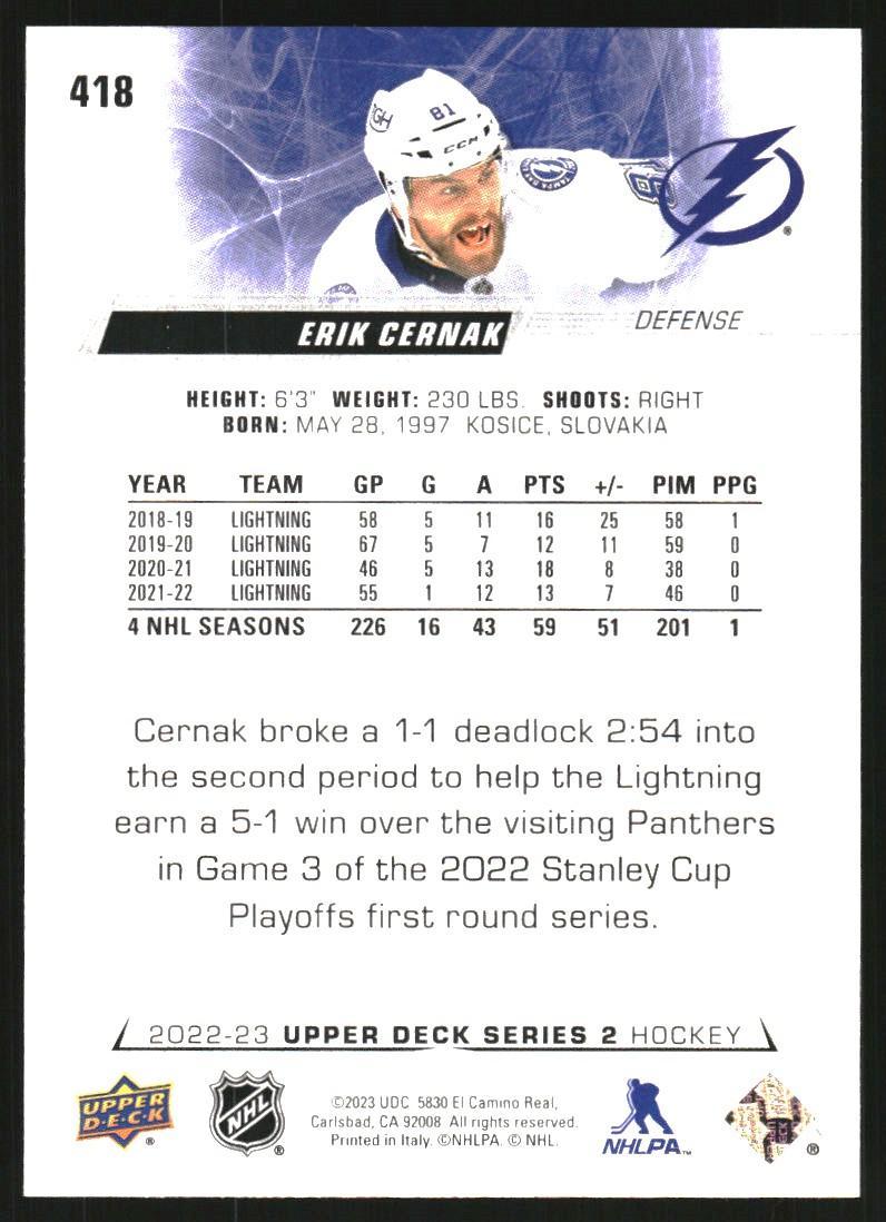 2022-23 Upper Deck #418 Erik Cernak 1