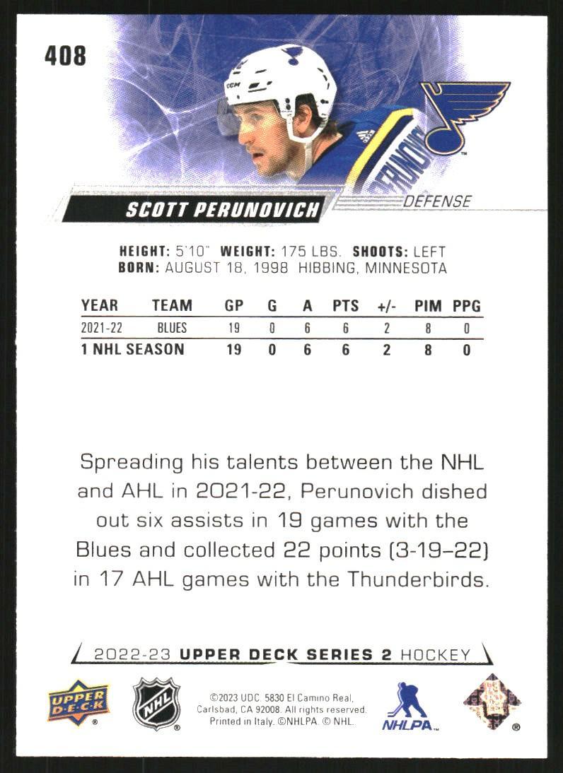 2022-23 Upper Deck #408 Scott Perunovich 1