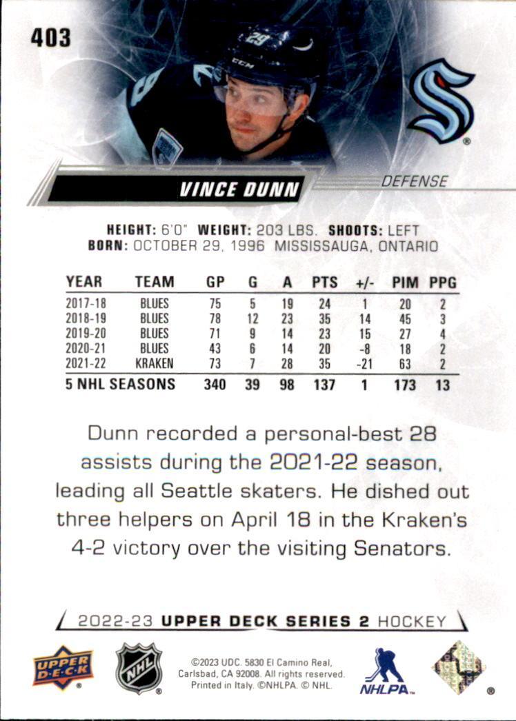 2022-23 Upper Deck #403 Vince Dunn 1