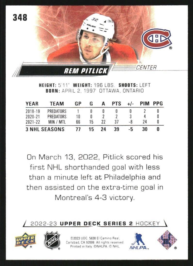 2022-23 Upper Deck #348 Rem Pitlick 1