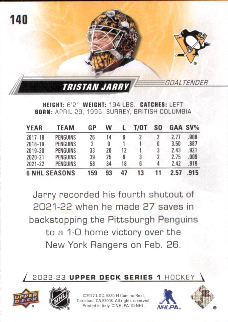 2022-23 Upper Deck #140 Tristan Jarry 1