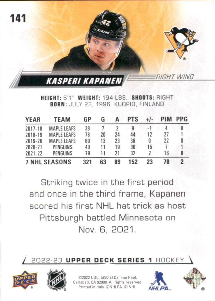 2022-23 Upper Deck #141 Kasperi Kapanen 1