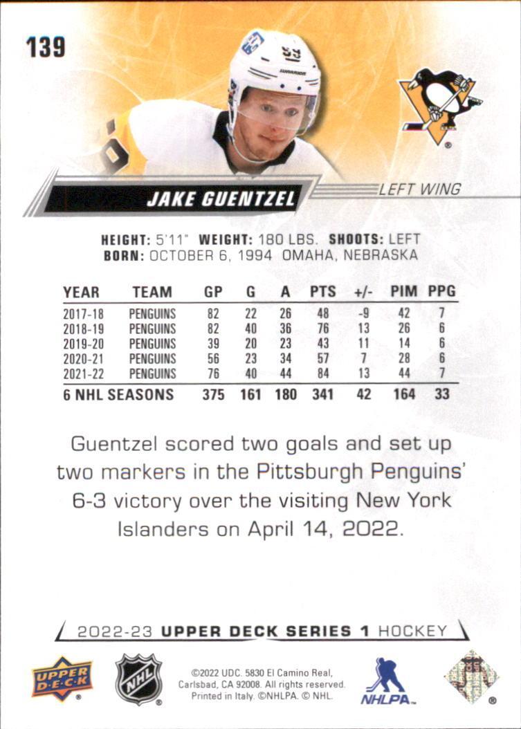 2022-23 Upper Deck #139 Jake Guentzel 1