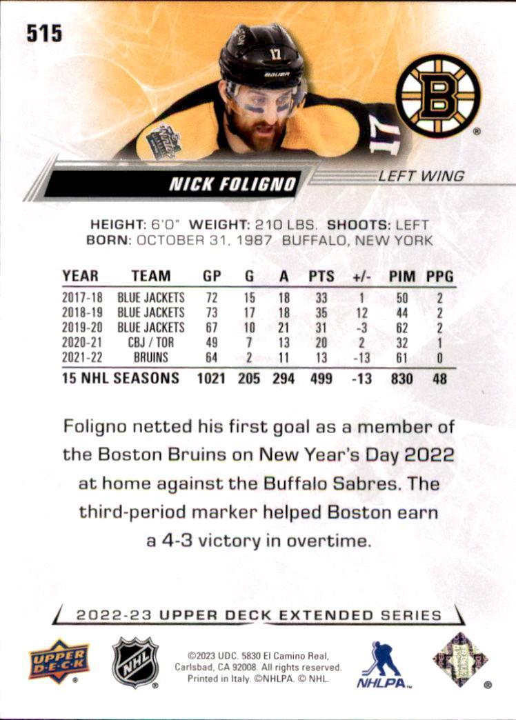 2022-23 Upper Deck #515 Nick Foligno 1