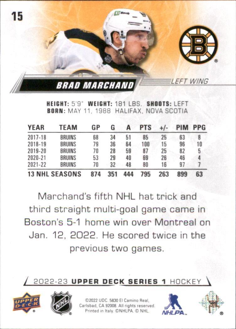 2022-23 Upper Deck #15 Brad Marchand 1