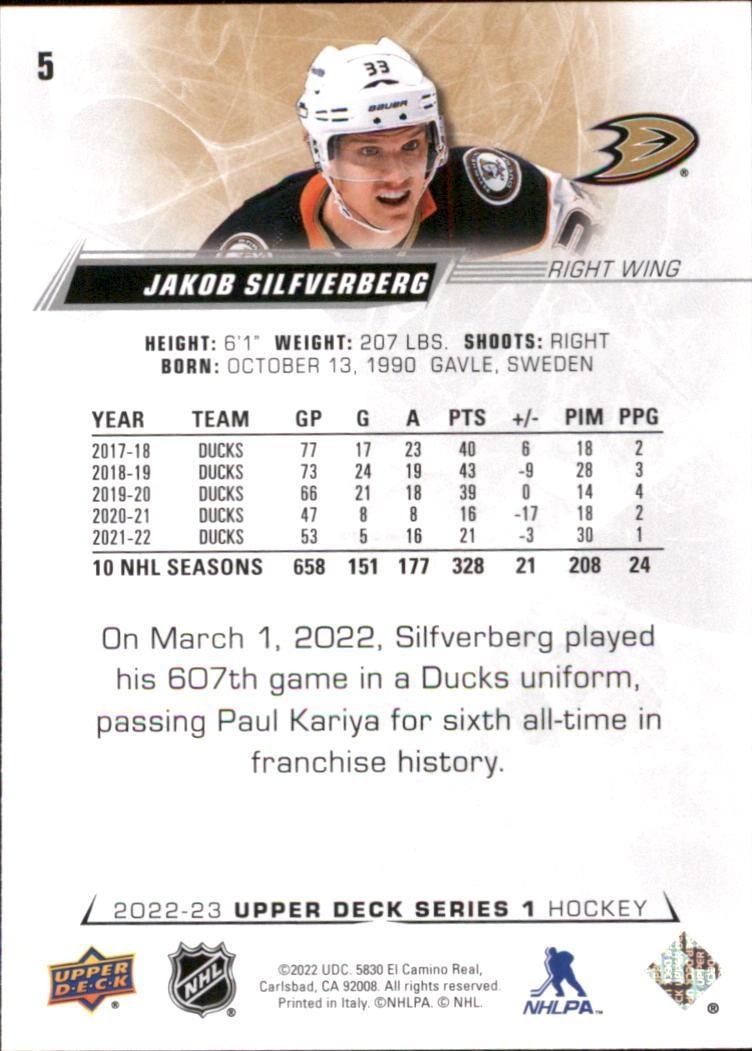 2022-23 Upper Deck #5 Jakob Silfverberg 1