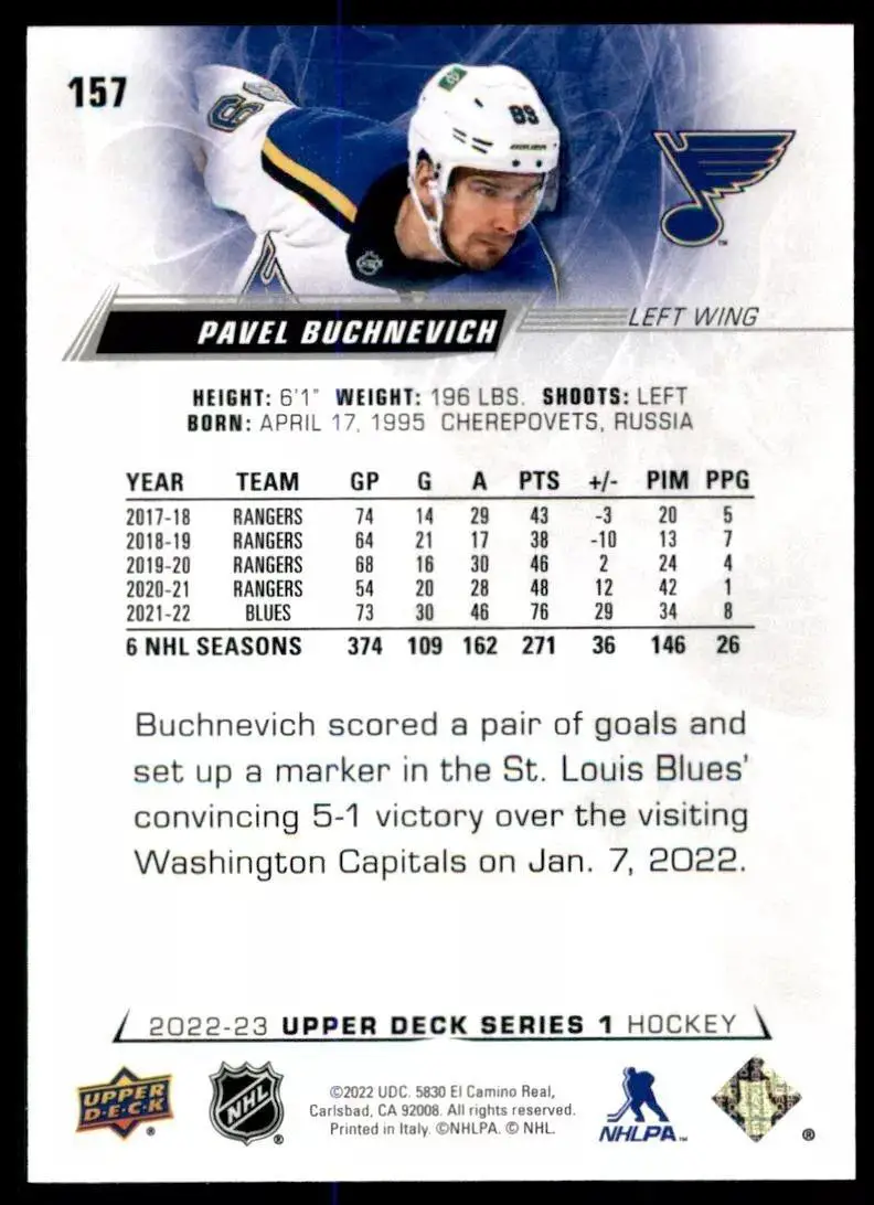 2022-23 Upper Deck #157 Pavel Buchnevich 1