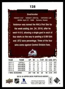 2015-16 Upper Deck Portfolio #128 Semyon Varlamov 1