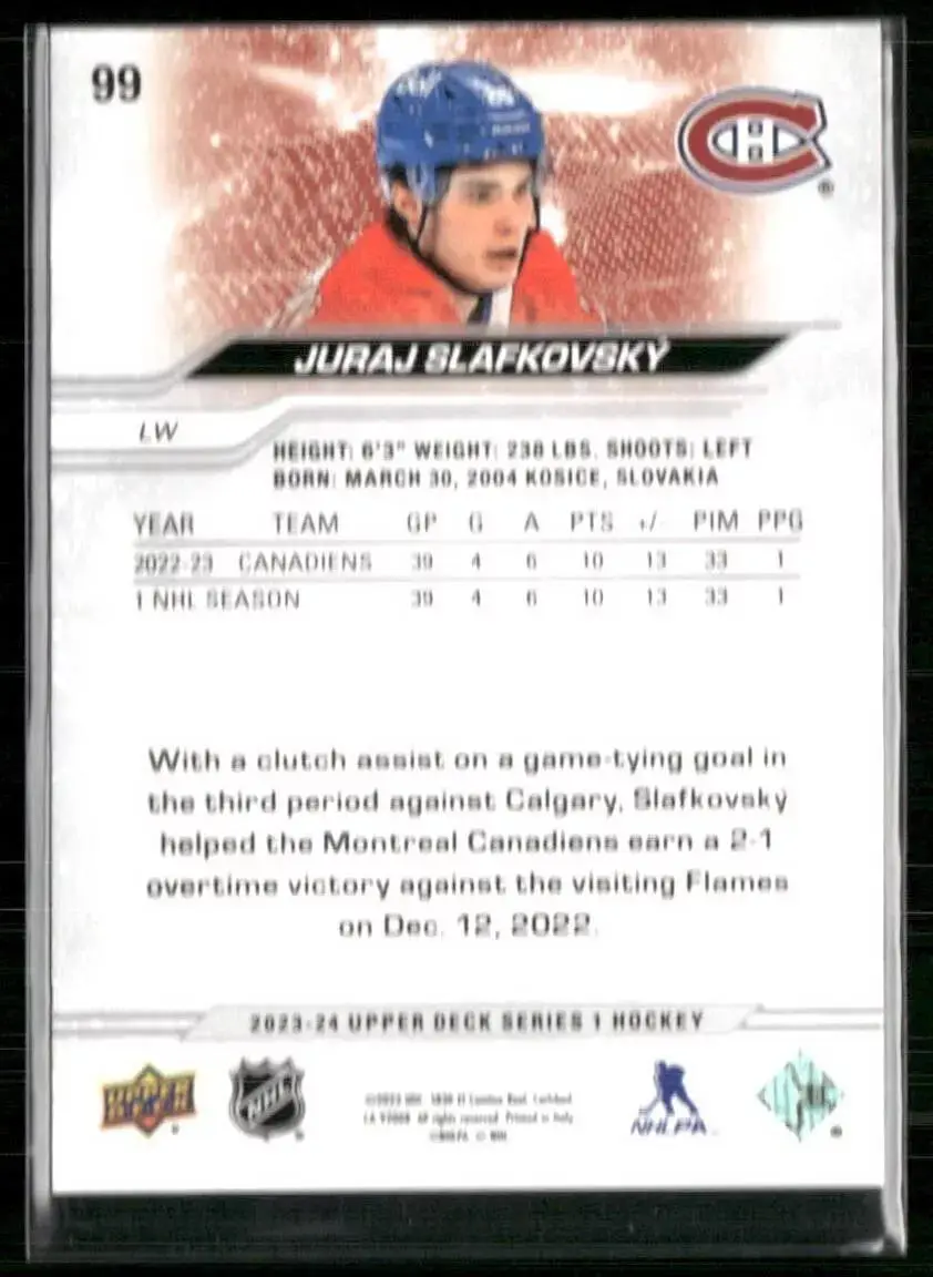 2023-24 Upper Deck #99 Juraj Slafkovsky 1