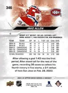 2023-24 Upper Deck #346 Jake Allen 1