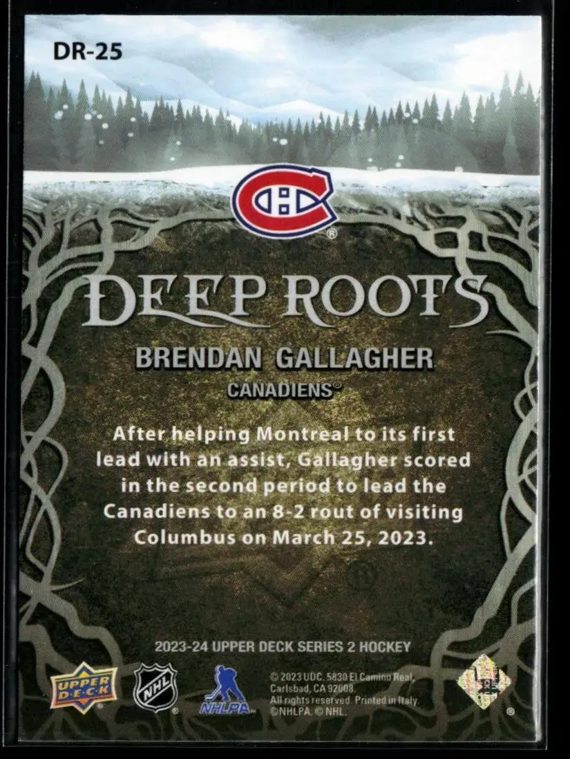 2023-24 Upper Deck Deep Roots #DR25 Brendan Gallagher 1