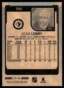 2021-22 O-Pee-Chee #356 Adam Lowry 1