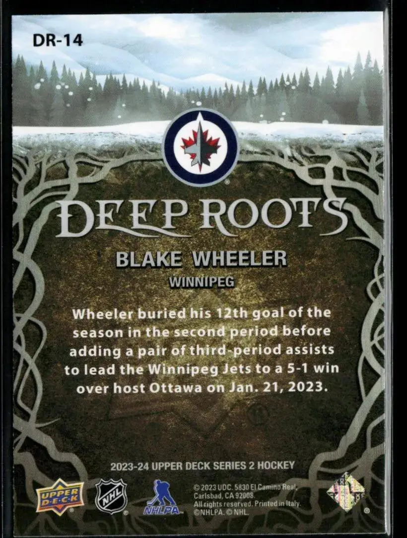 2023-24 Upper Deck Deep Roots #DR14 Blake Wheeler 1