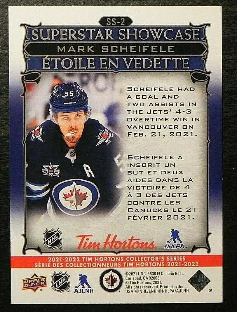 2021-22 Upper Deck Tim Hortons Superstar Showcase #SS2 Mark Scheifele 1