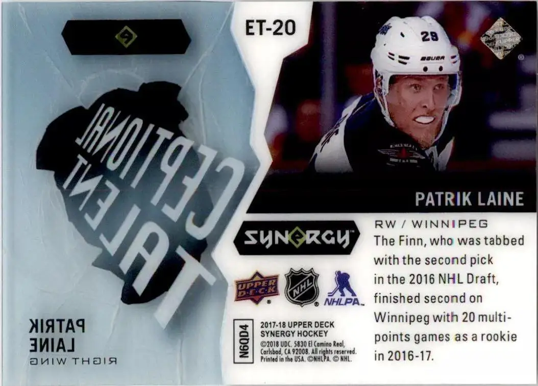 2017-18 Synergy Exceptional Talent #ET20 Patrik Laine 1