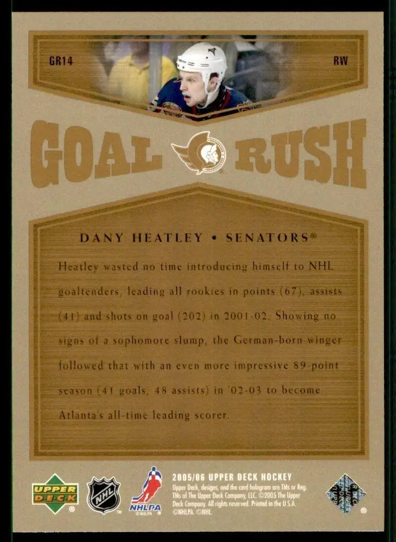 2005-06 Upper Deck Goal Rush #GR14 Dany Heatley 1