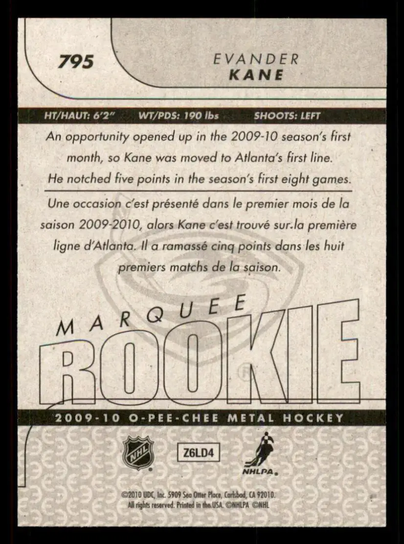 2009-10 O-Pee-Chee #795 Evander Kane RC 1
