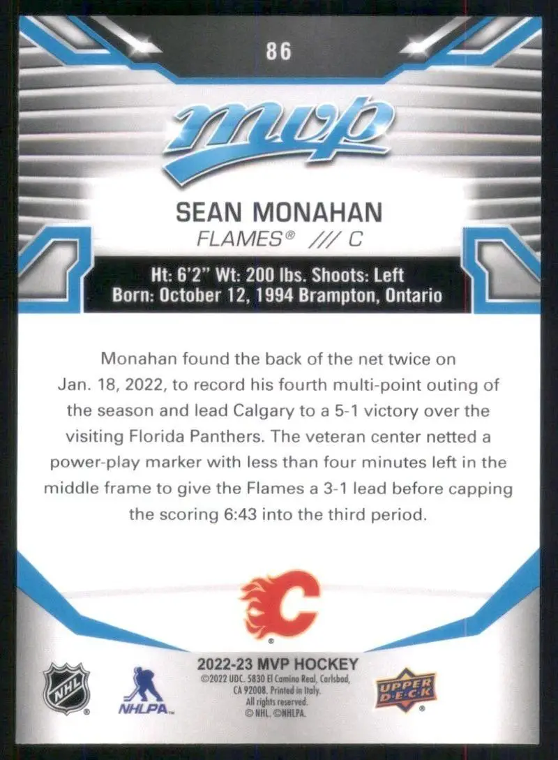2022-23 Upper Deck MVP #86 Sean Monahan 1