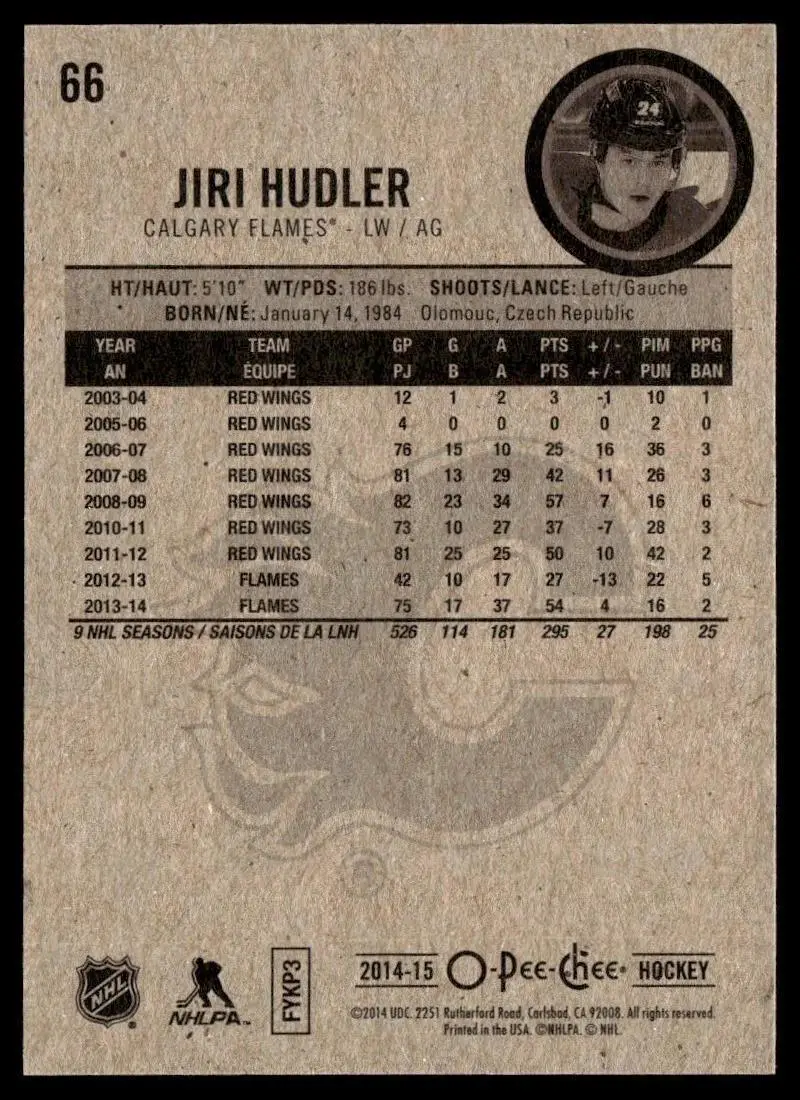 2014-15 O-Pee-Chee #66 Jiri Hudler 1