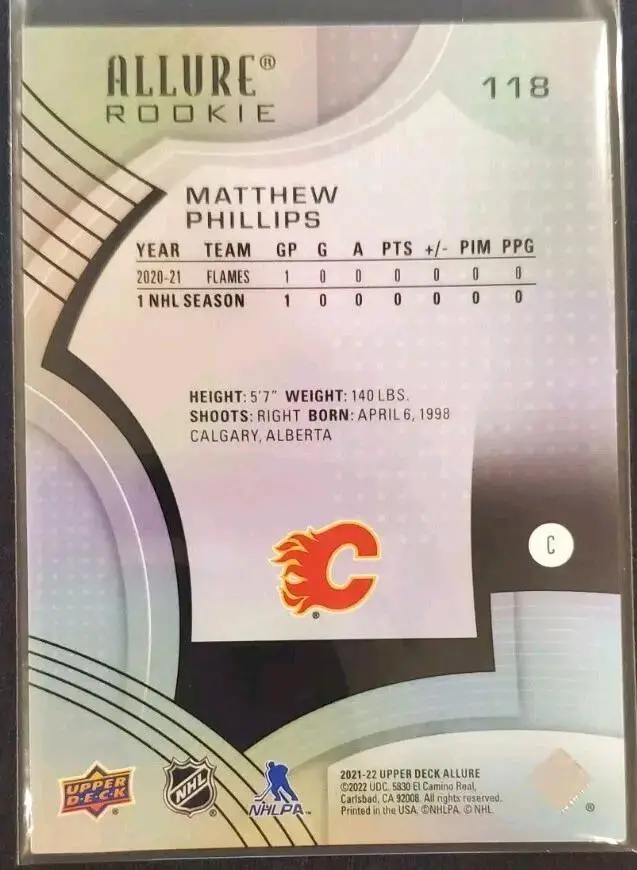 2021-22 Upper Deck Allure #118 Matthew Phillips RC 1