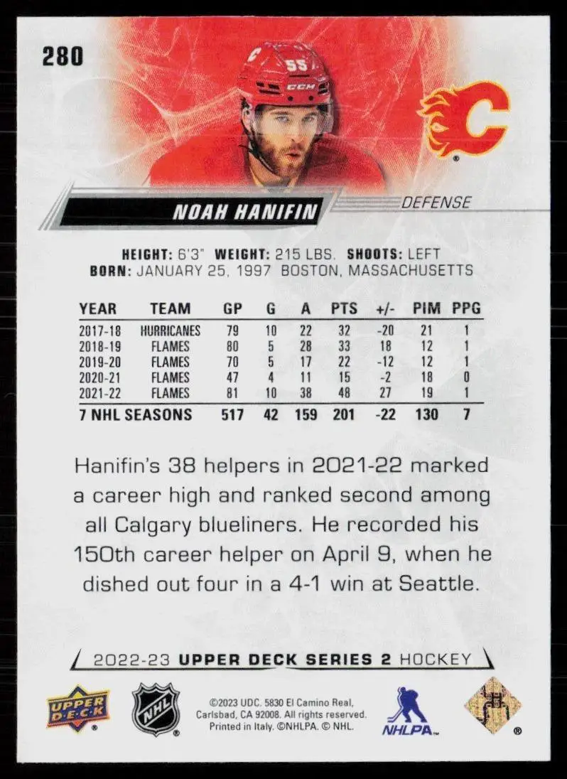 2022-23 Upper Deck #280 Noah Hanifin 1