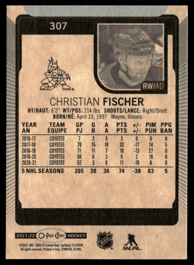 2021-22 O-Pee-Chee #307 Christian Fischer 1