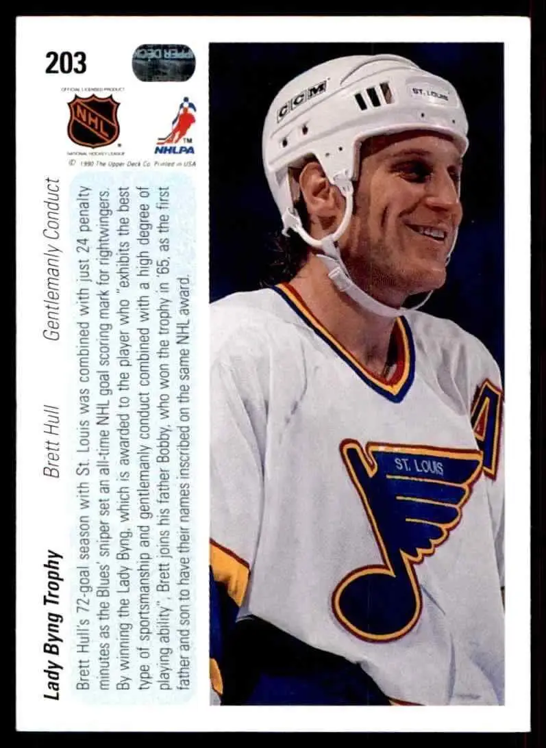 1990-91 Upper Deck #203 Lady Byng Trophy/Brett Hull 1