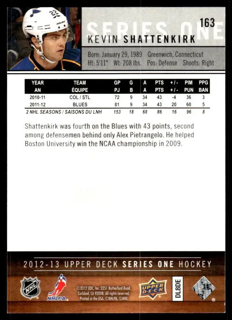 2012-13 Upper Deck #163 Kevin Shattenkirk 1