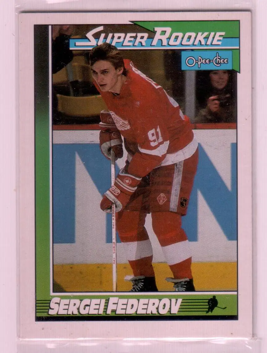 1991-92 O-Pee-Chee #8 Sergei Fedorov SR UER/name misspelled