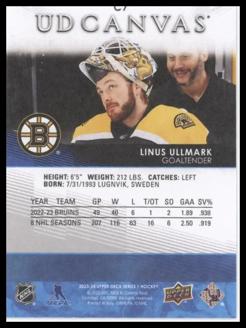 2023-24 Upper Deck UD Canvas #C7 Linus Ullmark 1