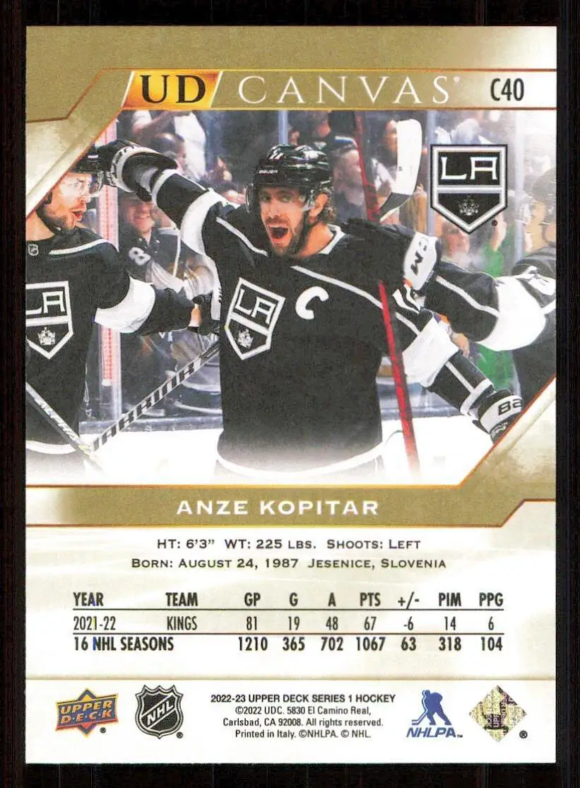 2022-23 Upper Deck UD Canvas #C40 Anze Kopitar 1