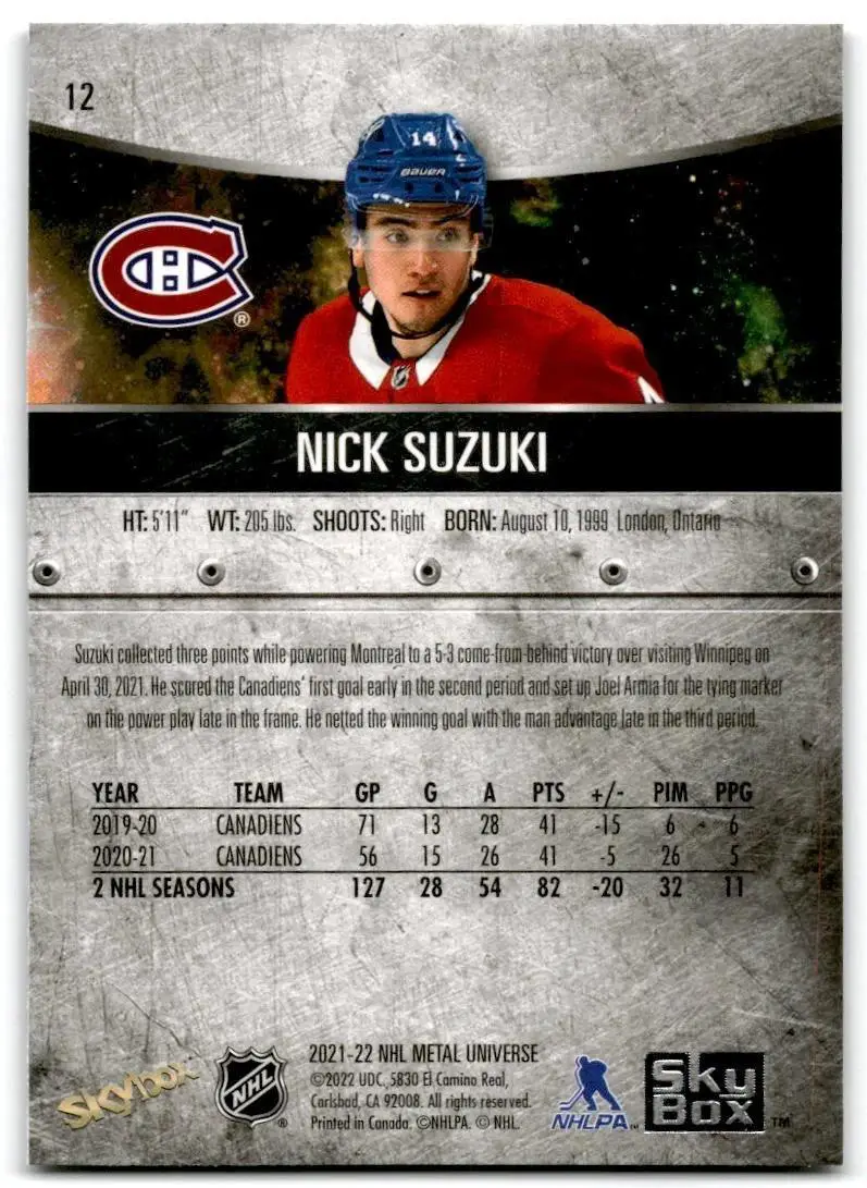 2021-22 Metal Universe #12 Nick Suzuki 1