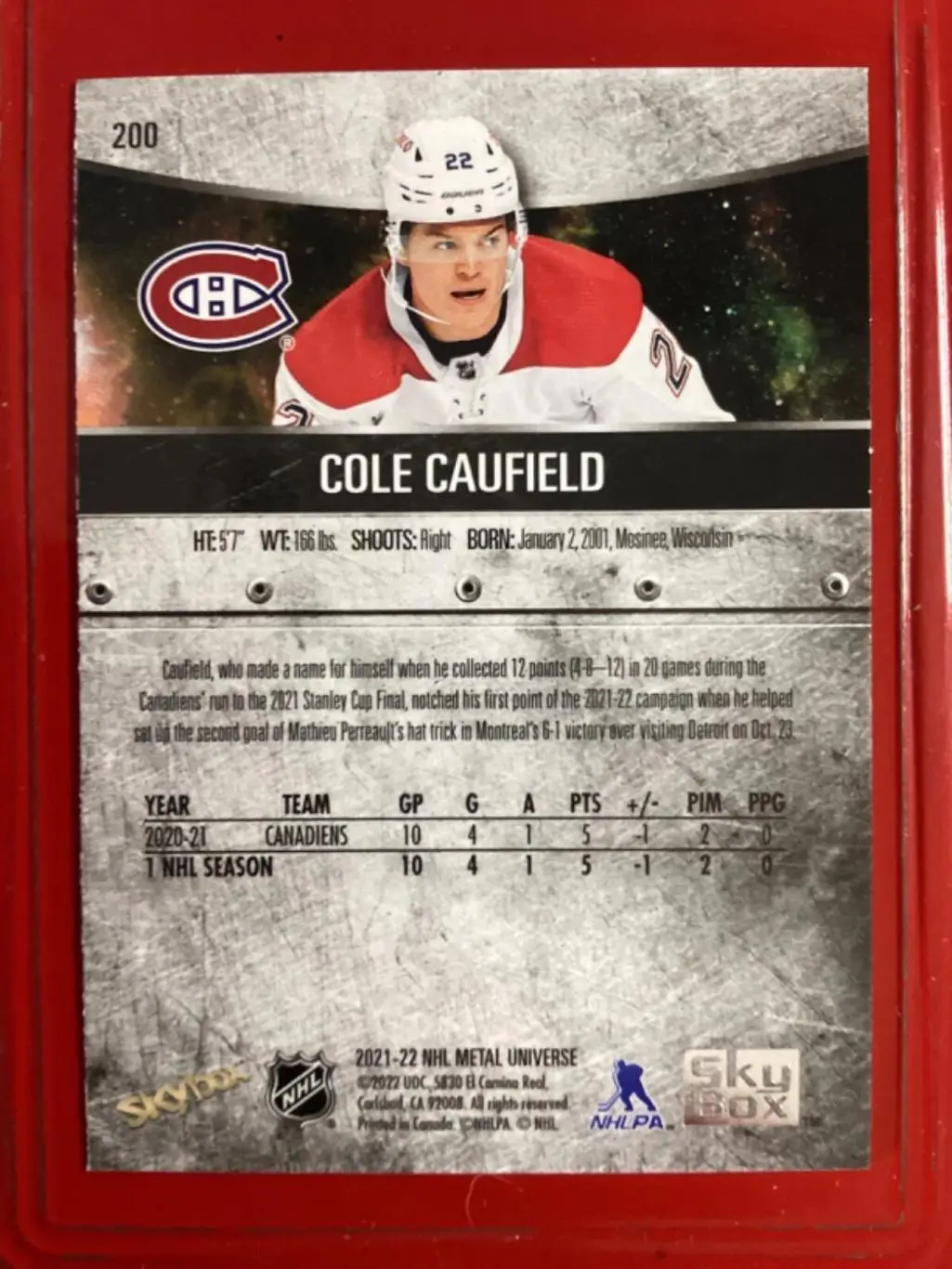 2021-22 Metal Universe #200 Cole Caufield RC 1