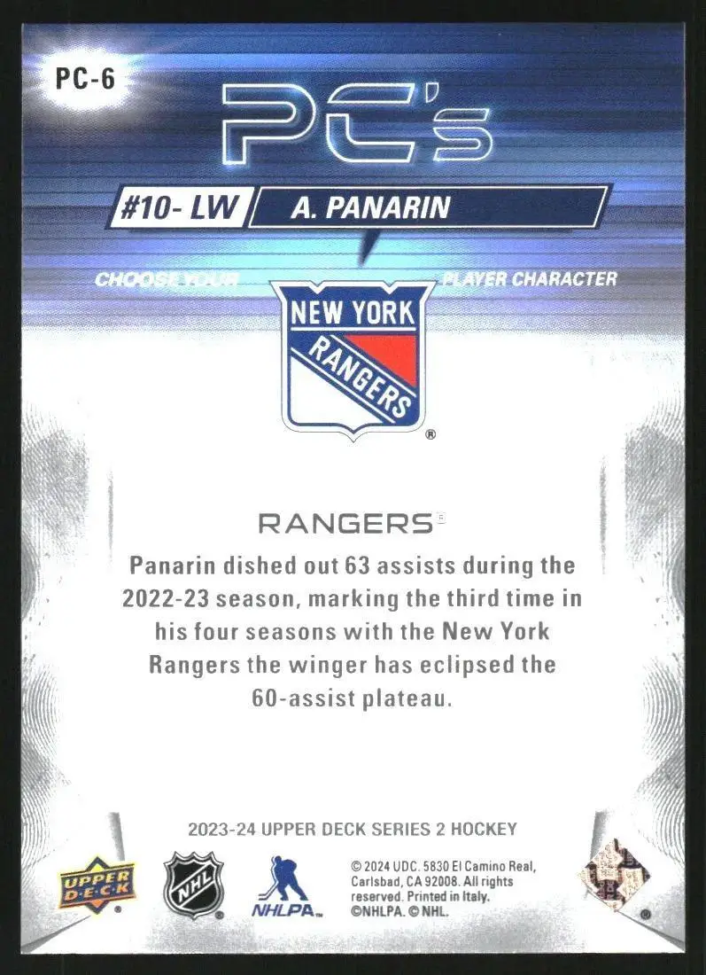 2023-24 Upper Deck PC's #PC6 Artemi Panarin 1