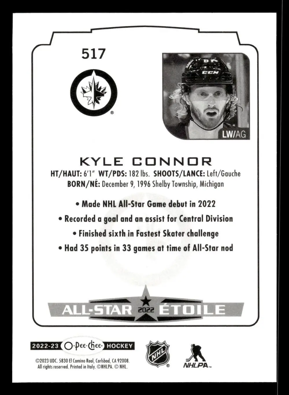 2022-23 O-Pee-Chee #517 Kyle Connor AS 1