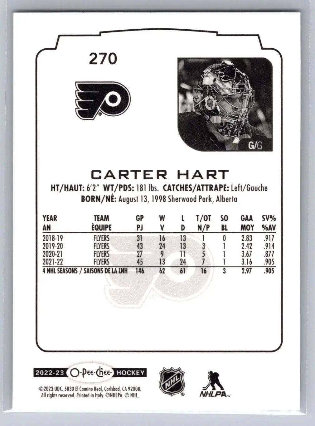 2022-23 O-Pee-Chee #270 Carter Hart 1