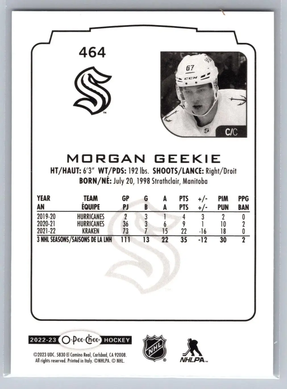 2022-23 O-Pee-Chee - [Base] #464 Morgan Geekie 1